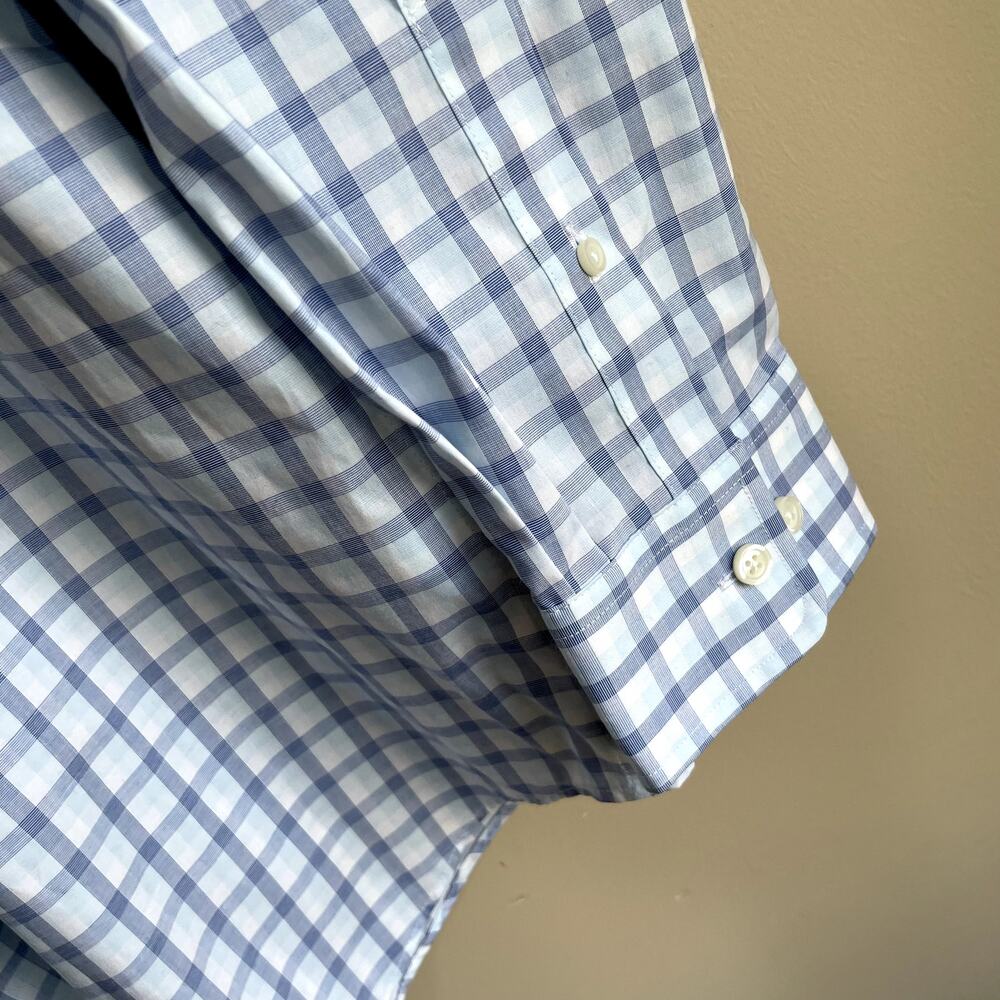 NWT Croft & Barrow blue white checkered button down shirt men's size 16.5 34/35 - Picture 3 of 8